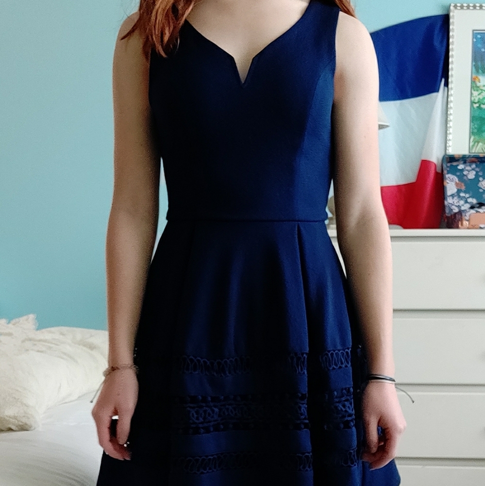 navy crocheted dress